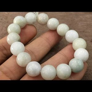 13mm Natural Light Green Jade Bracelet